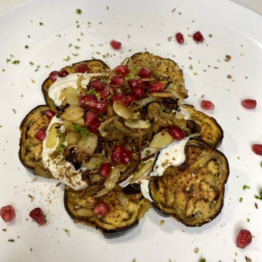 BAKED AUBERGINE WITH CURRIED YOGHURT